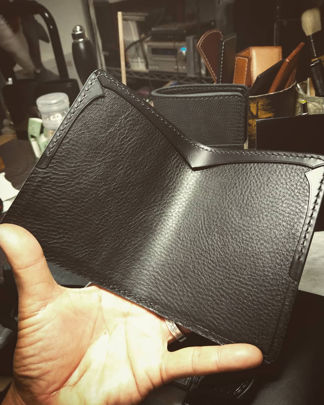 Leather wallet all black!!