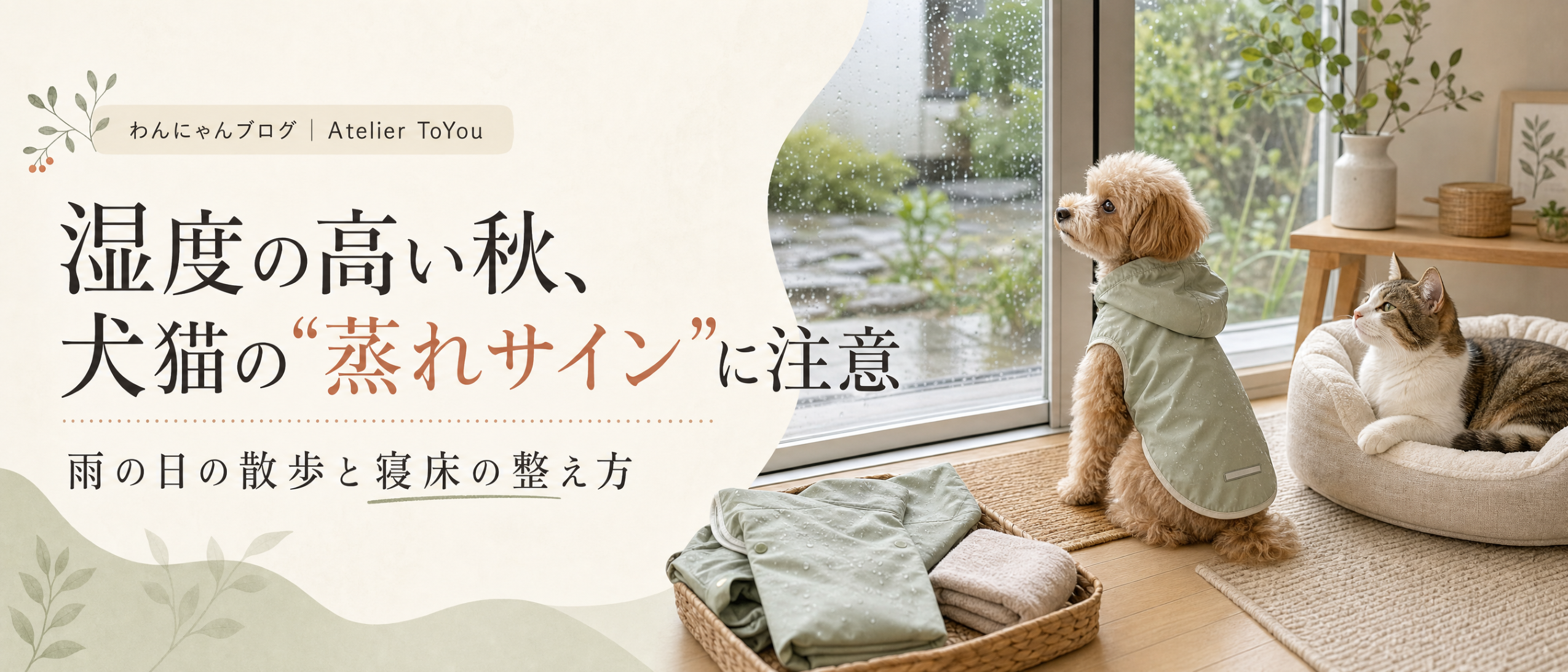 湿度の高い秋、犬猫の「蒸れサイン」に注意｜雨の日の散歩と寝床の整え方