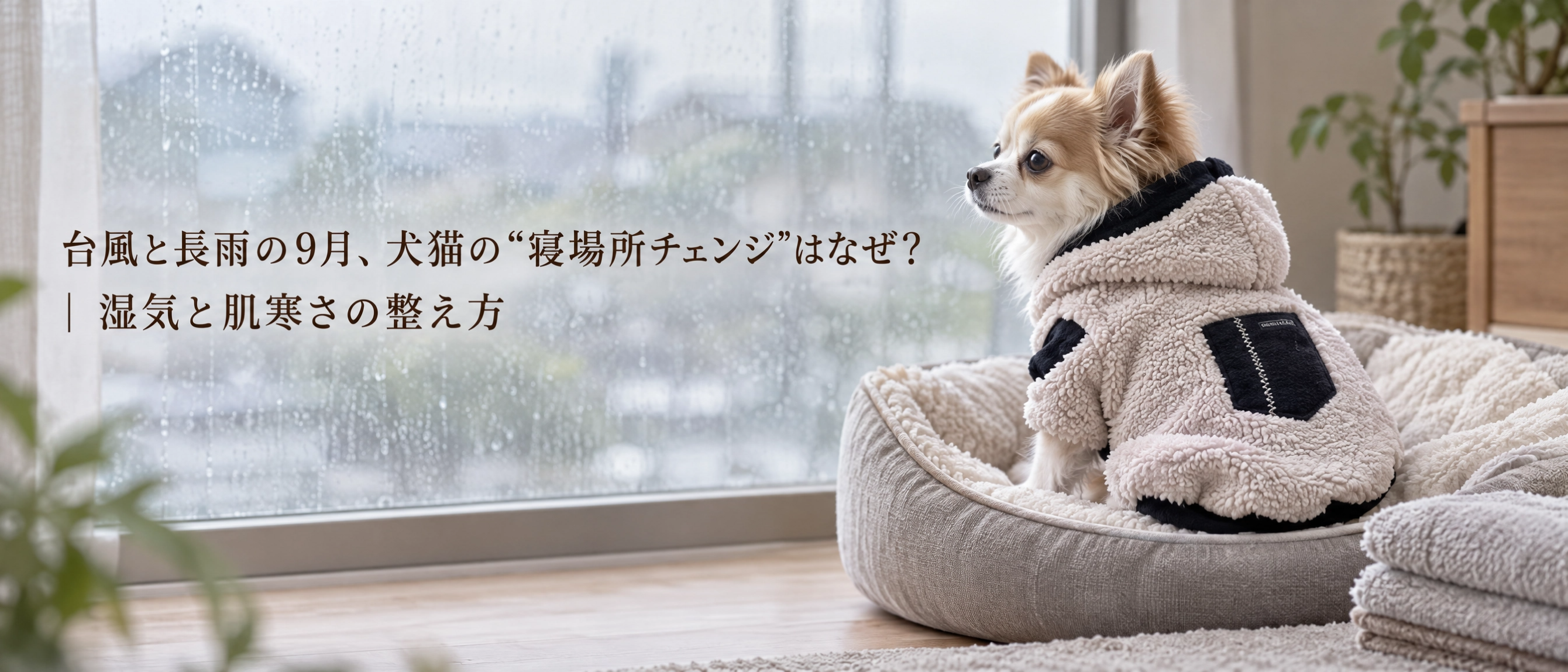 台風と長雨の9月、犬猫の「寝場所チェンジ」はなぜ？｜湿気と肌寒さの整え方