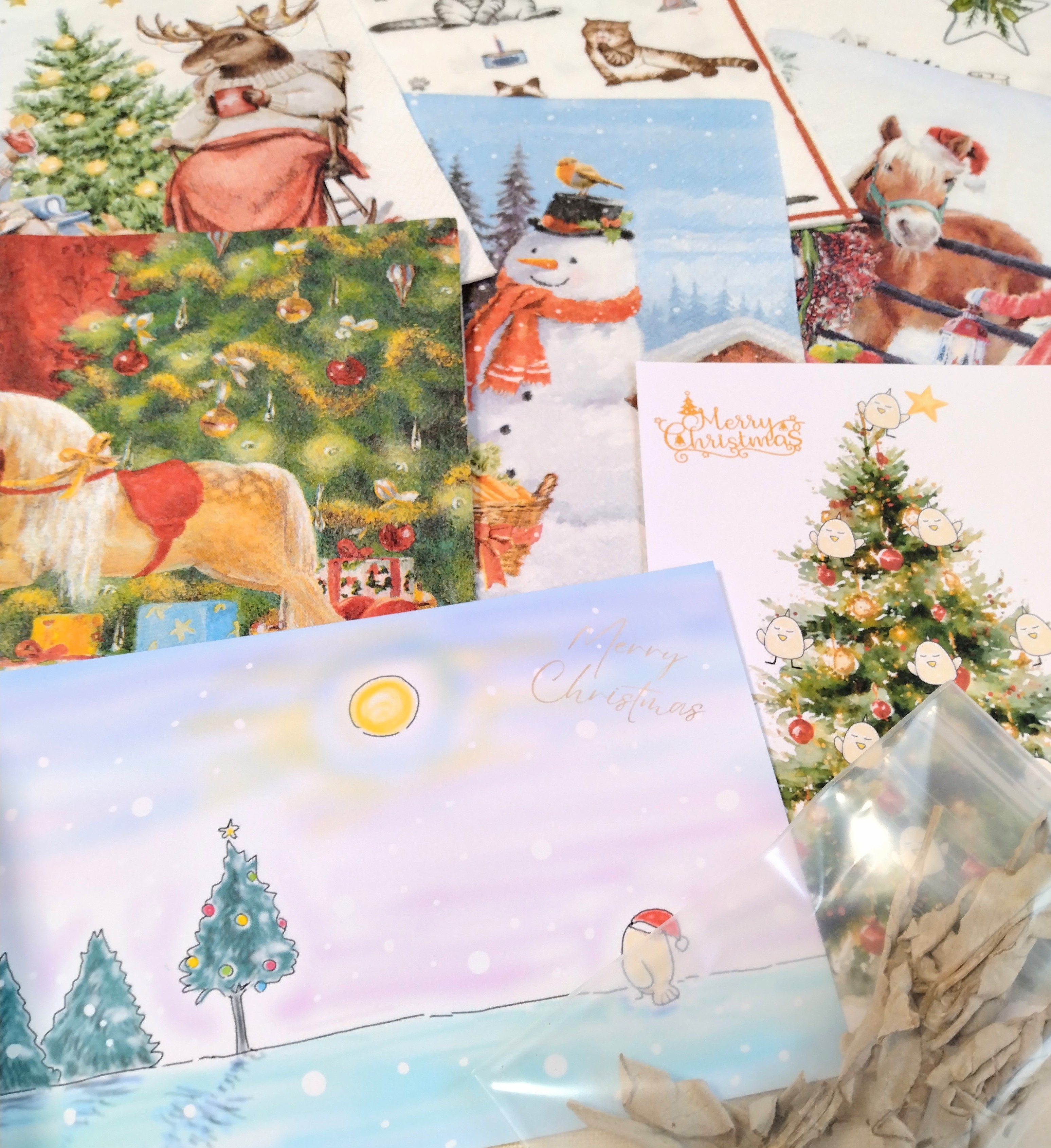 期間限定20日まで！豪華セット！『ペーパーナプキン＆ホワイトセージ＆店鳥のクリスマスポストカード』