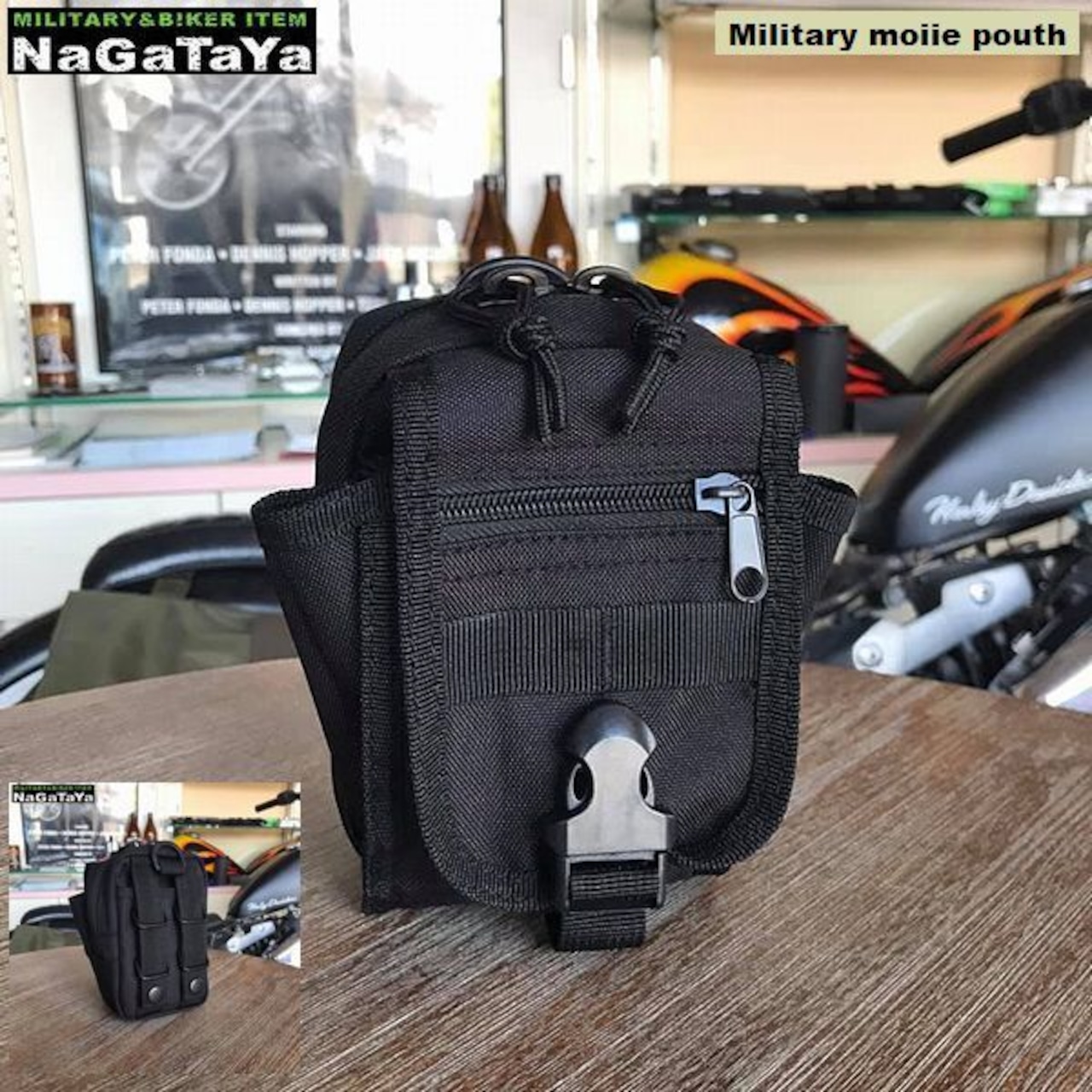 モールシステム対応で色々なベルト等に取り付け可能なミリタリーポーチ