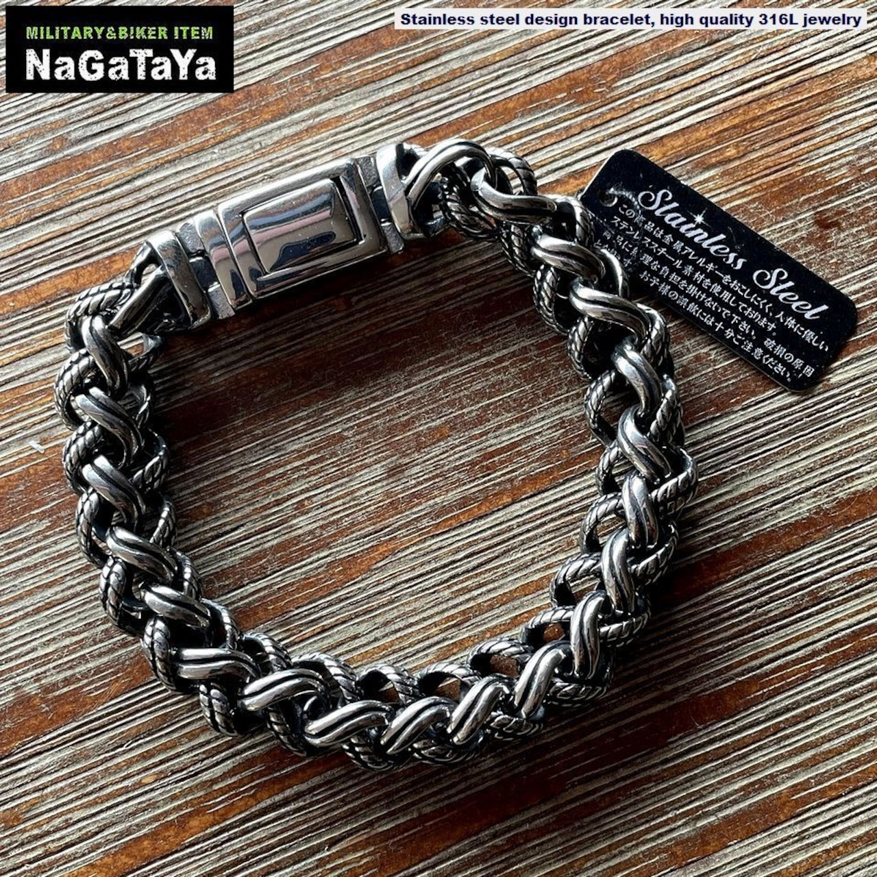 スタイリッシュなバイカーアクセサリー、ステンレス製ブレスレット