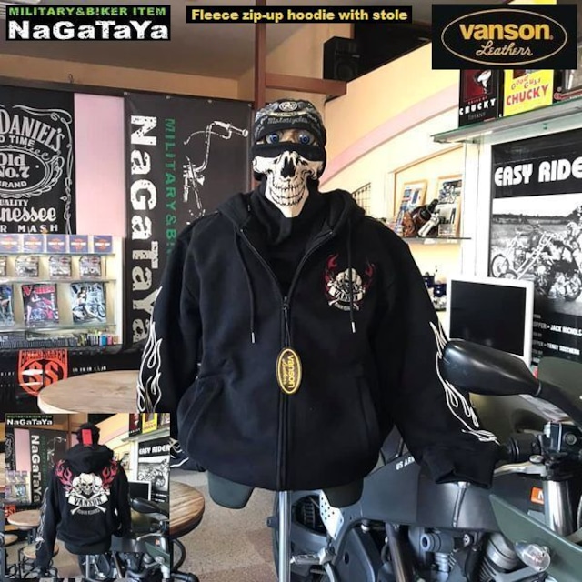 VANSONのフレイムをアレンジした,トリプルスカル×ボーンスウェットZIPパーカー！！