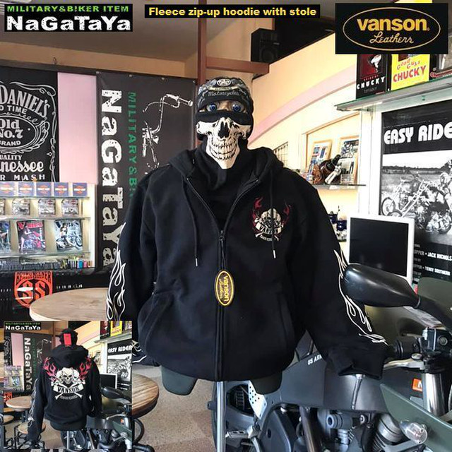 バンソンのトリプルスカル×ボーンのスウェットZIPパーカー　スカルマスクストール付き