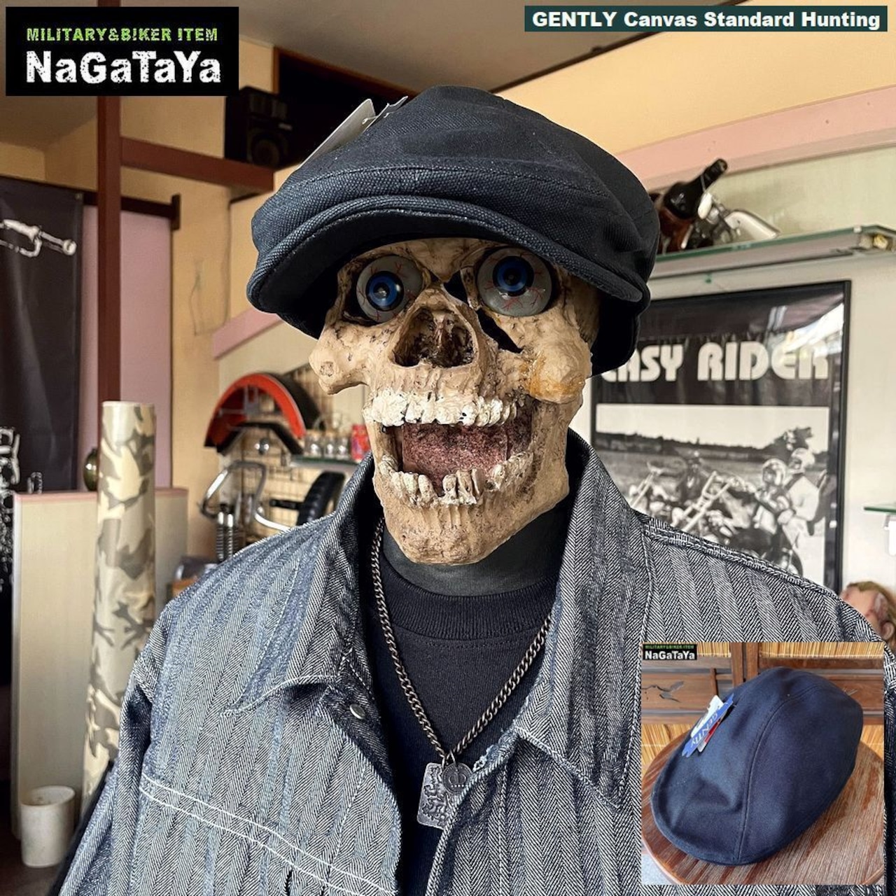 GENTLYのキャンバス生地を使用した 綺麗な型のハンチング