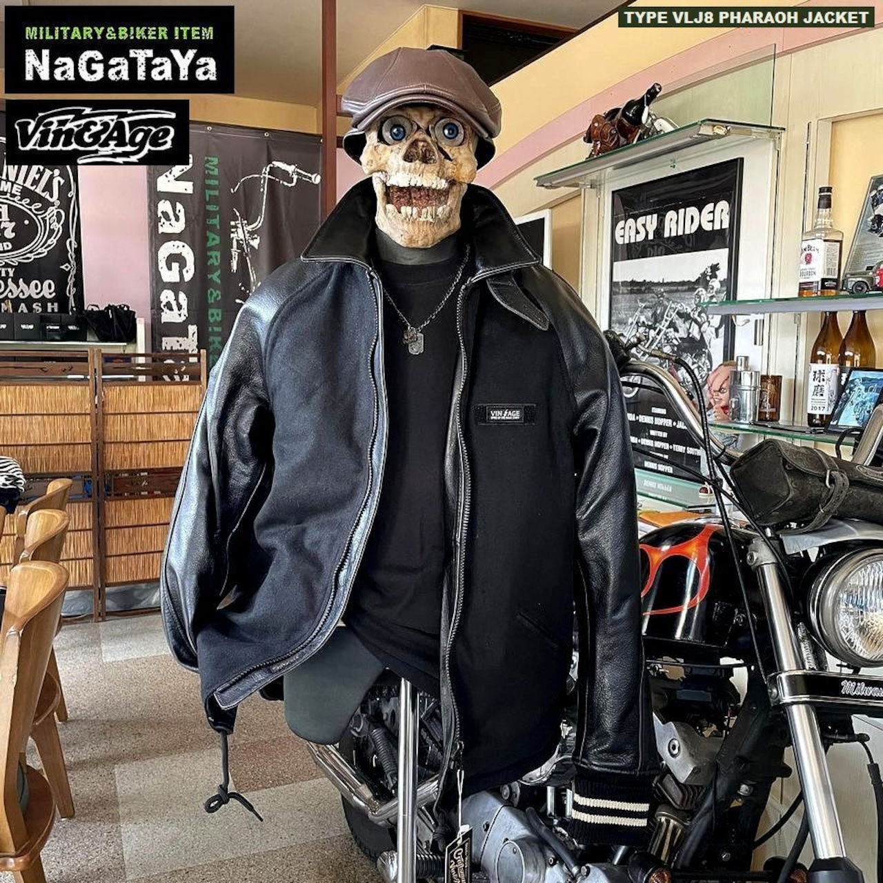 Vin&Ageの、メルトン×牛革（袖）のジップアップファラオジャケットがCool