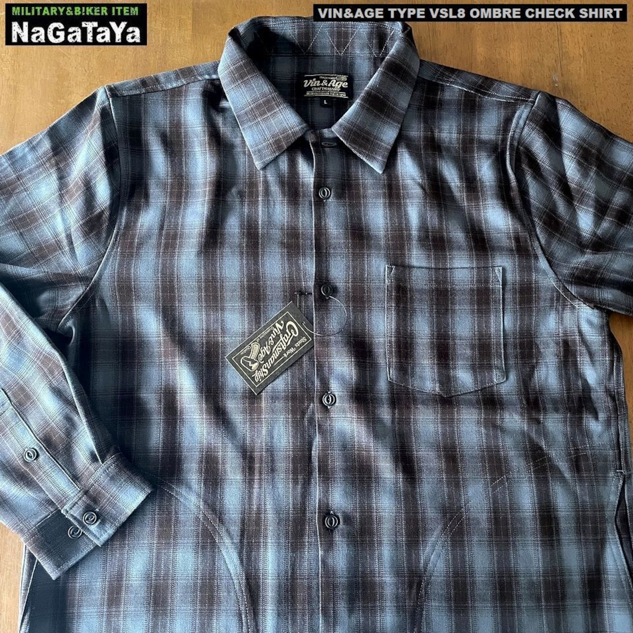 バイカーやアーティストが愛用したオンブレチェックを使用したセミワイドシャツ