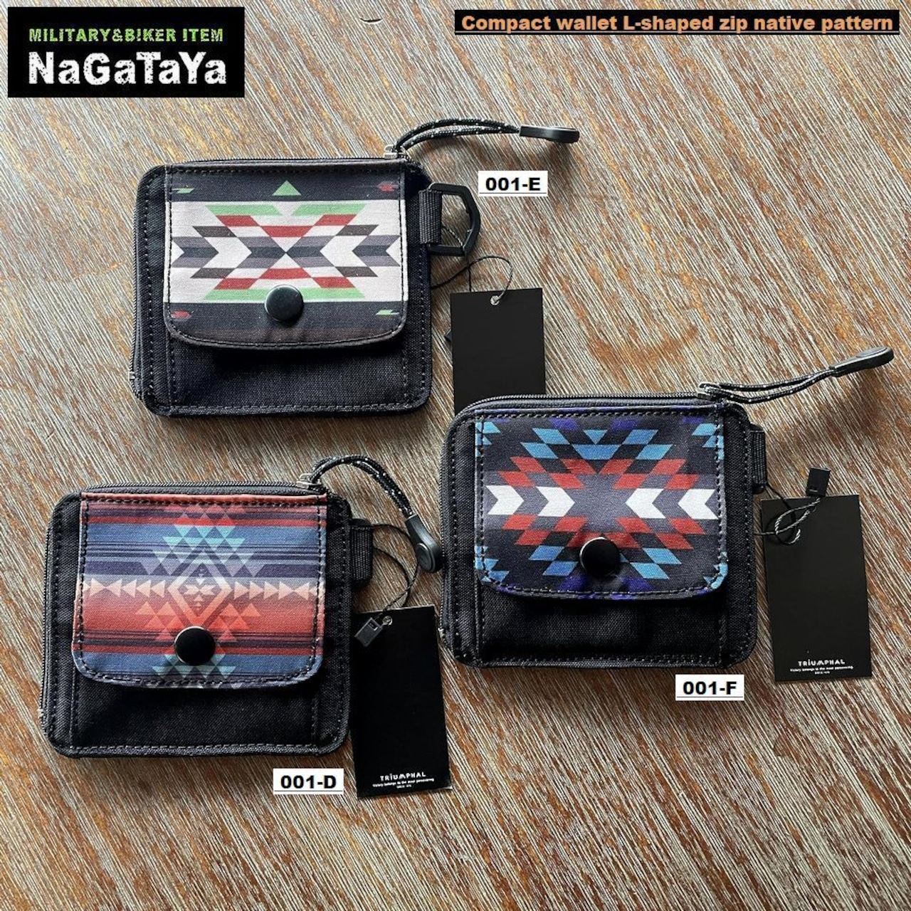 コインポケットのフラップにネイティブパターンを配置したウォレット