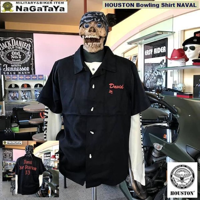 ヒューストン NAVAL(海軍)の刺繍の入った、ボウリングシャツだ！！