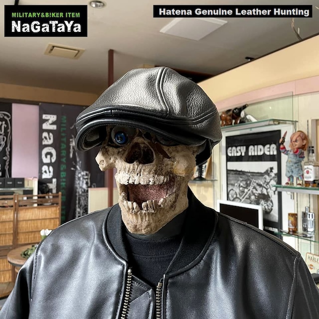 HATENA ハテナ 本革 スムース レザーハンチング ブラック サイズは62cmのみだ！！