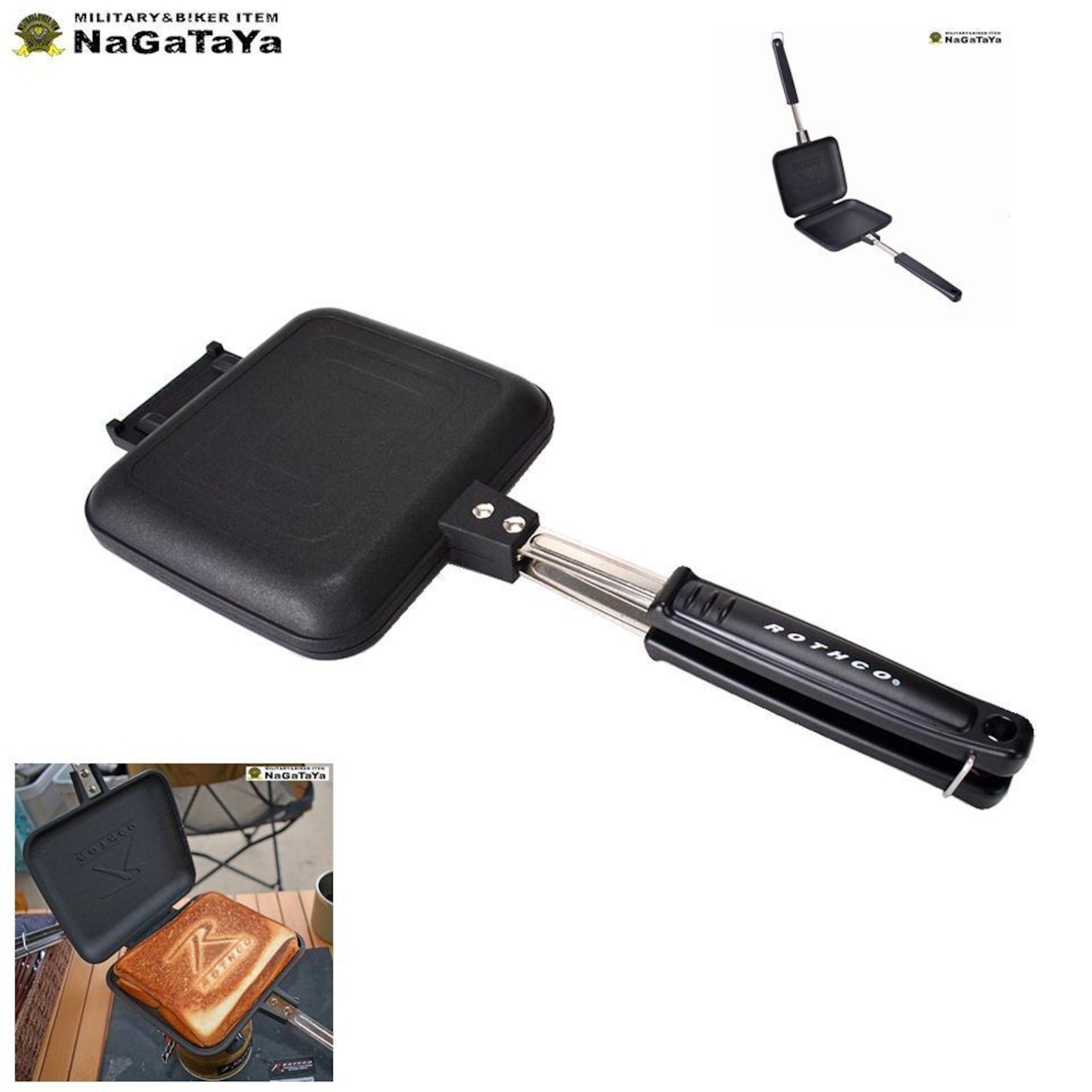 ROTHCOのロゴが片面に焼印できるホットサンドメーカー