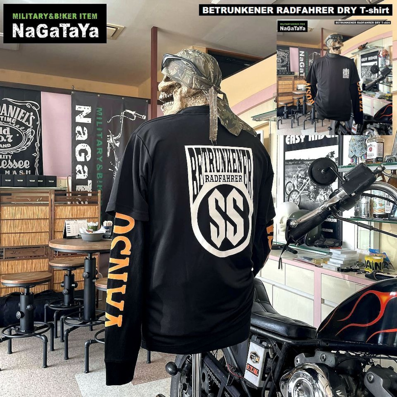 BETRUNKENER RADFAHRER エンブレム4,7オンス ドライTシャツばい！！