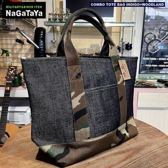 児島ジーンズのインディゴ×ウッドランドカモ コンボトートバッグなのだぞ！！