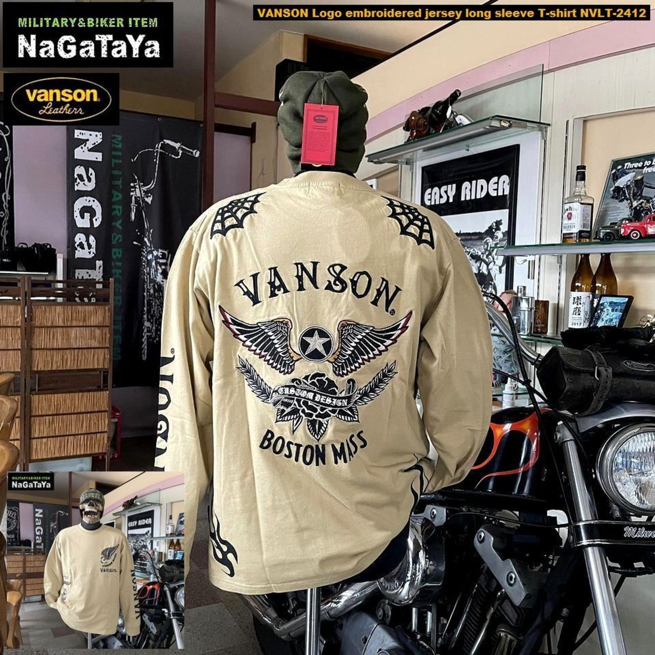 スパイダー柄のチェーン刺繍がインパクトあり!!のVANSONの天竺ロンT!!