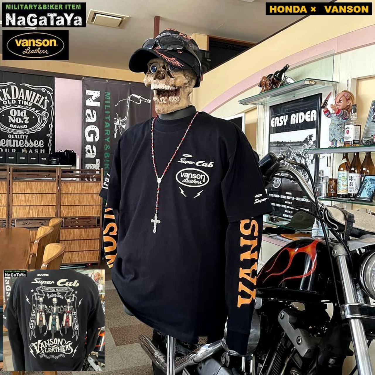 HONDA VANSONとのコラボレーションのSUPAR CUBモデルの半袖Tシャツ