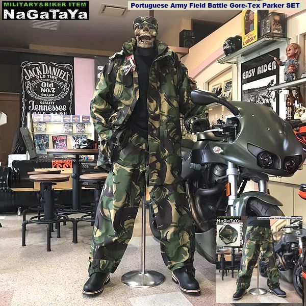 ポルトガル軍放出品 新品。 ハイテク防水透湿性素材のゴアテックス上下セットです。