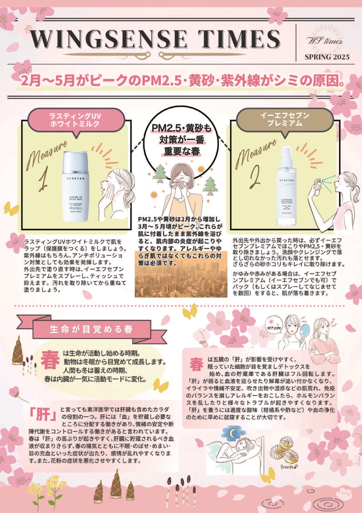 2月～5月がピークのPM2.5・黄砂・紫外線がシミの原因