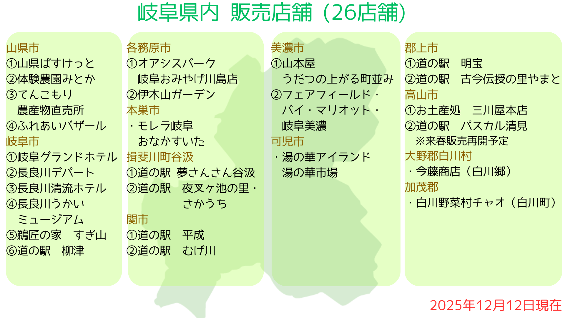 【更新】はちみつ王国　販売店舗