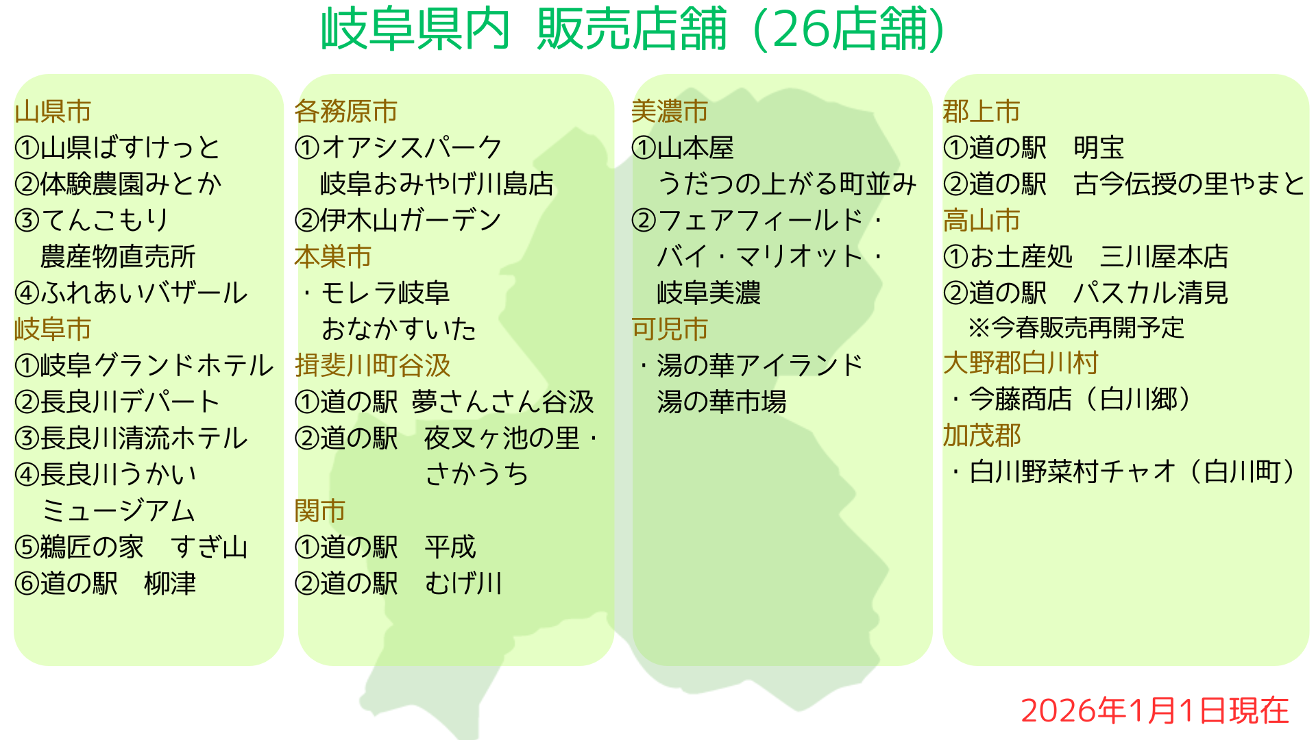 【更新】「はちみつ王国」の販売店舗更新