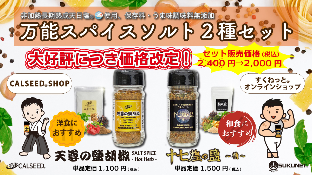 大好評につき価格改定！万能スパイスソルト２種セット セット販売価格(税込)2,400円→2,000円