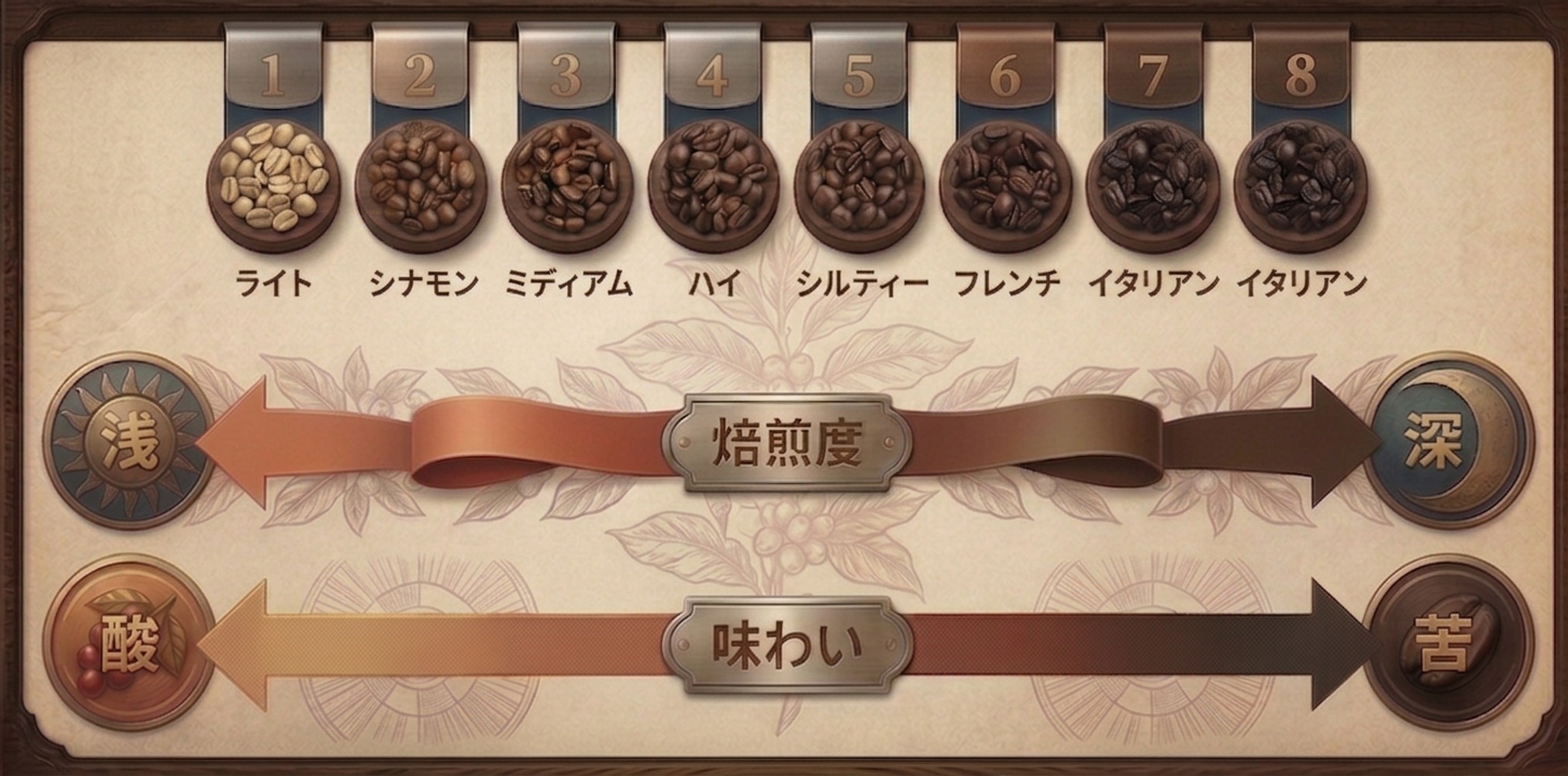 コーヒーの焙煎度とは?浅煎り・中煎り・深煎りの違いを自家焙煎士が解説
