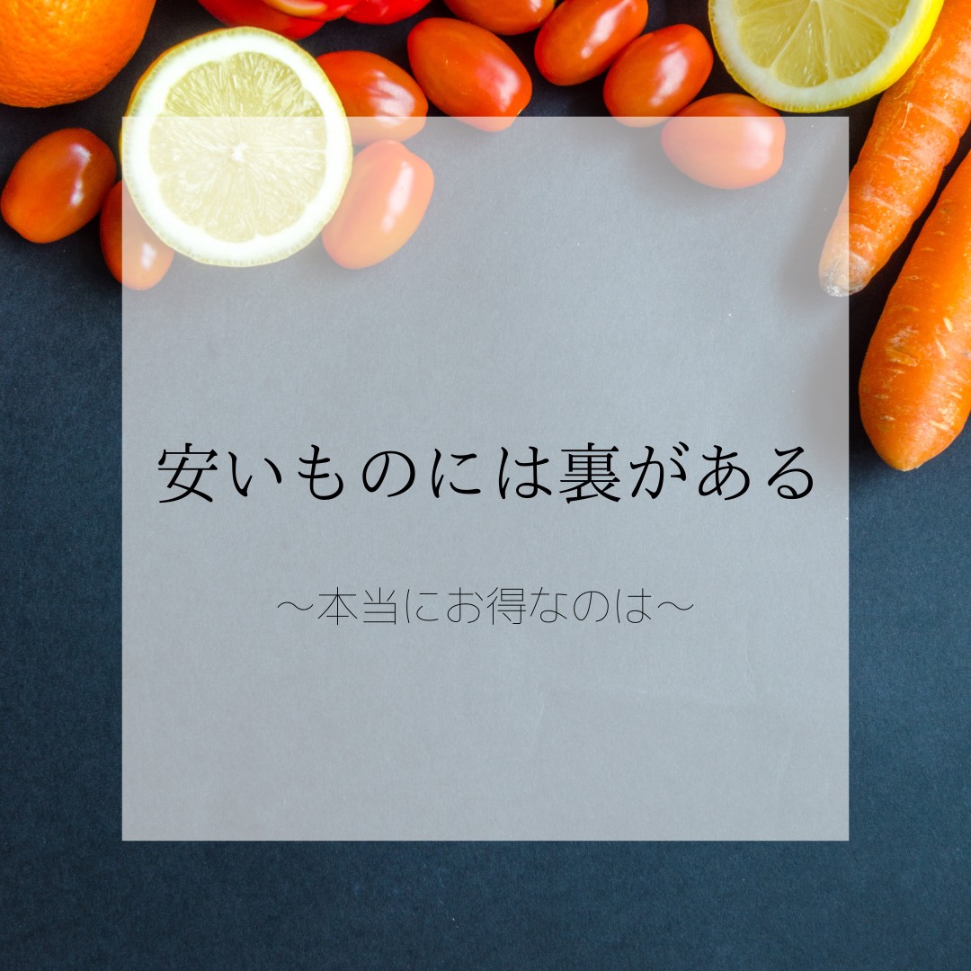 安いものには裏がある ~本当にお得なのは?~