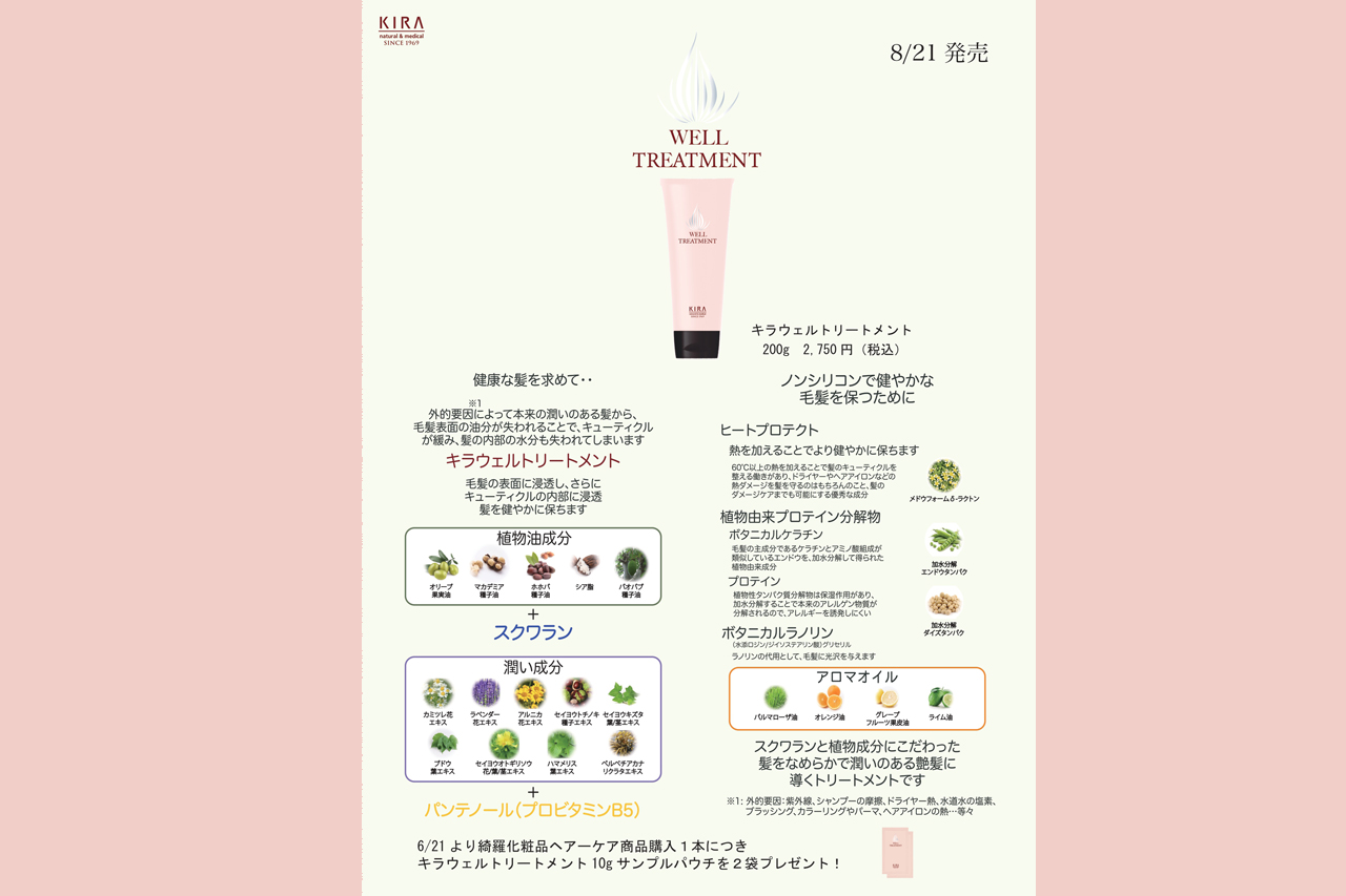 商品紹介　NEW　キラウェルトリートメント