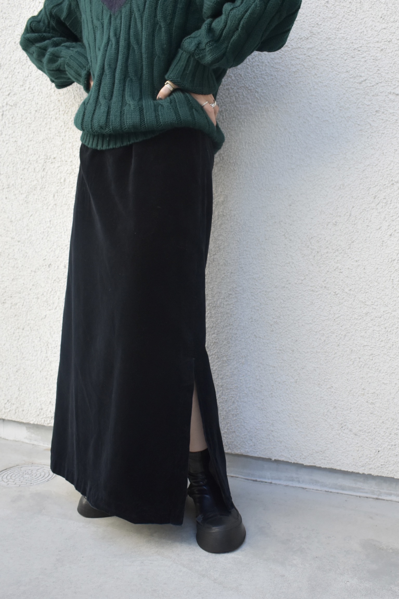slit velours skirt