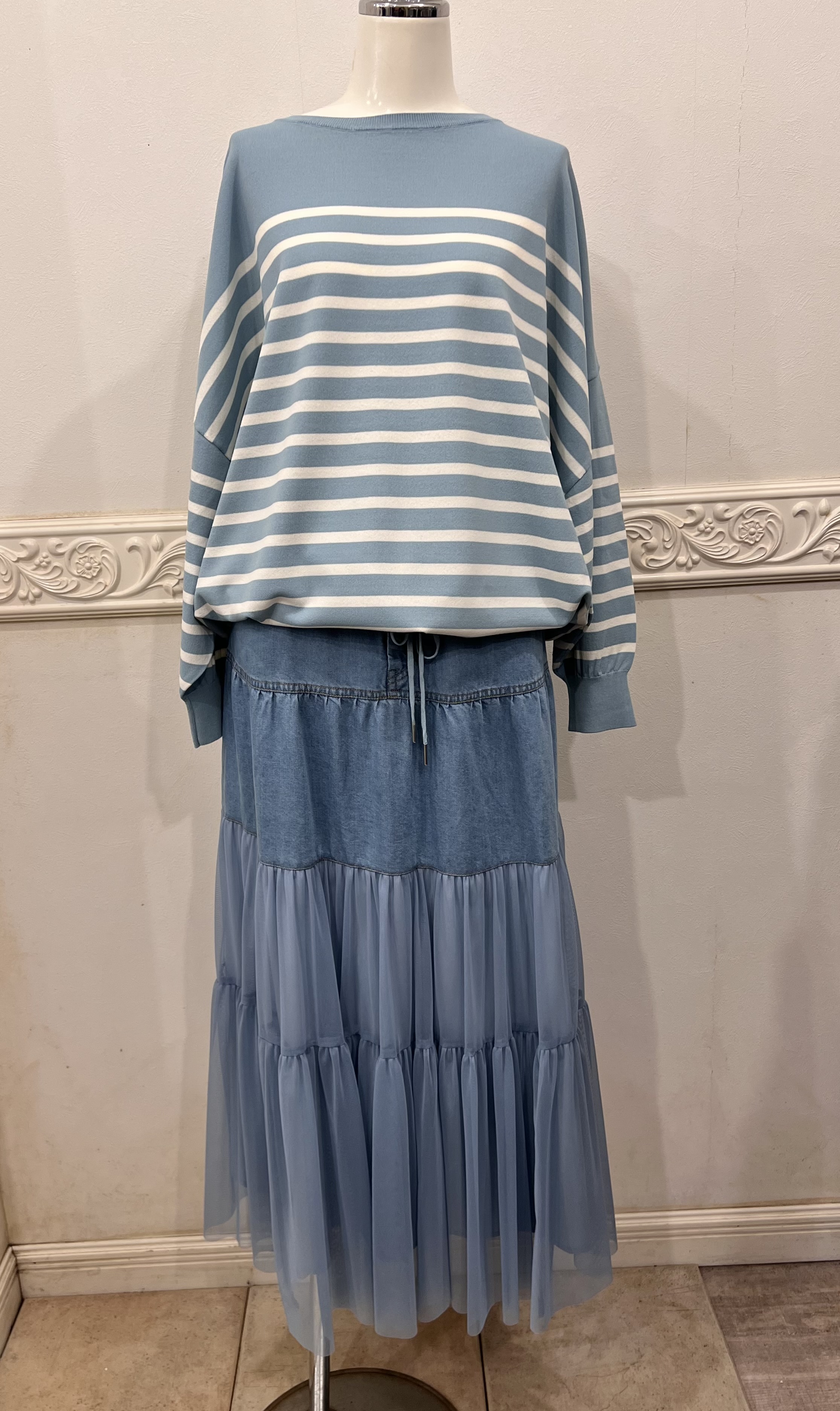 爽やかなボーダー＆チュールスカート♡