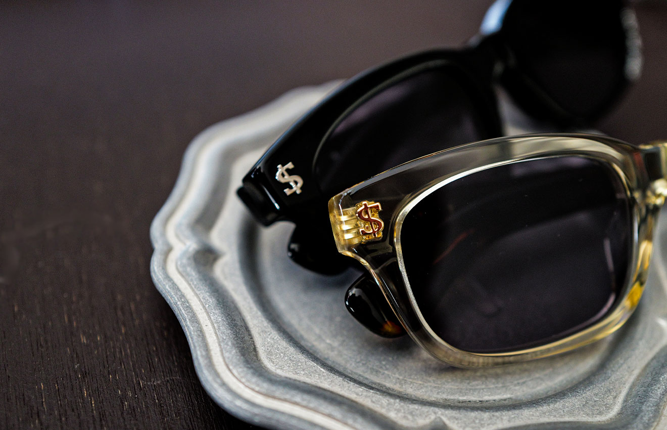 NSHブラック サングラス ケース付き N.S.H ブラックラウンド型サングラス ケース付き