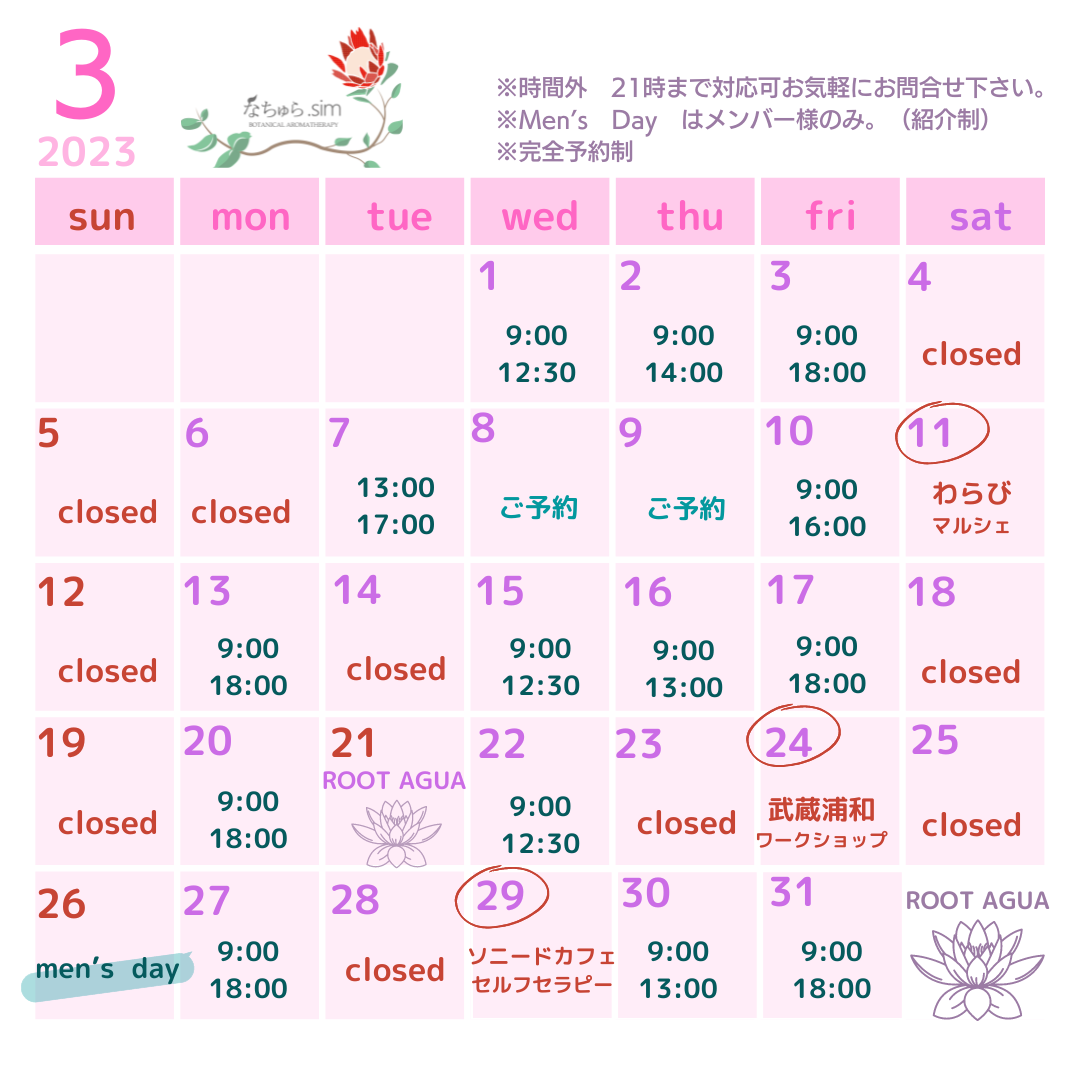 3月のスケジュール