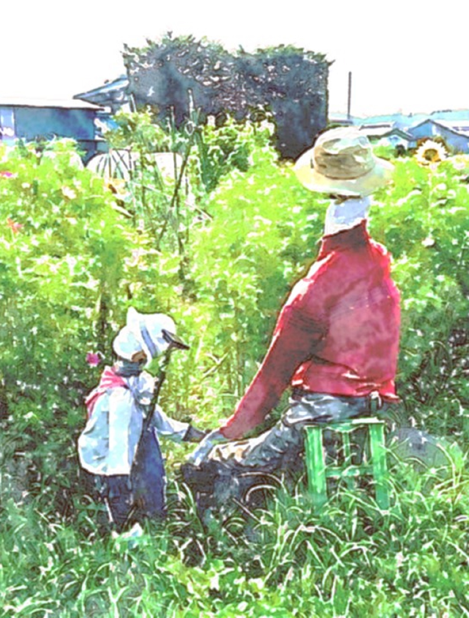作品例　🌽かかしの親子🌽　　素敵な風景でお部屋を癒しの空間に！