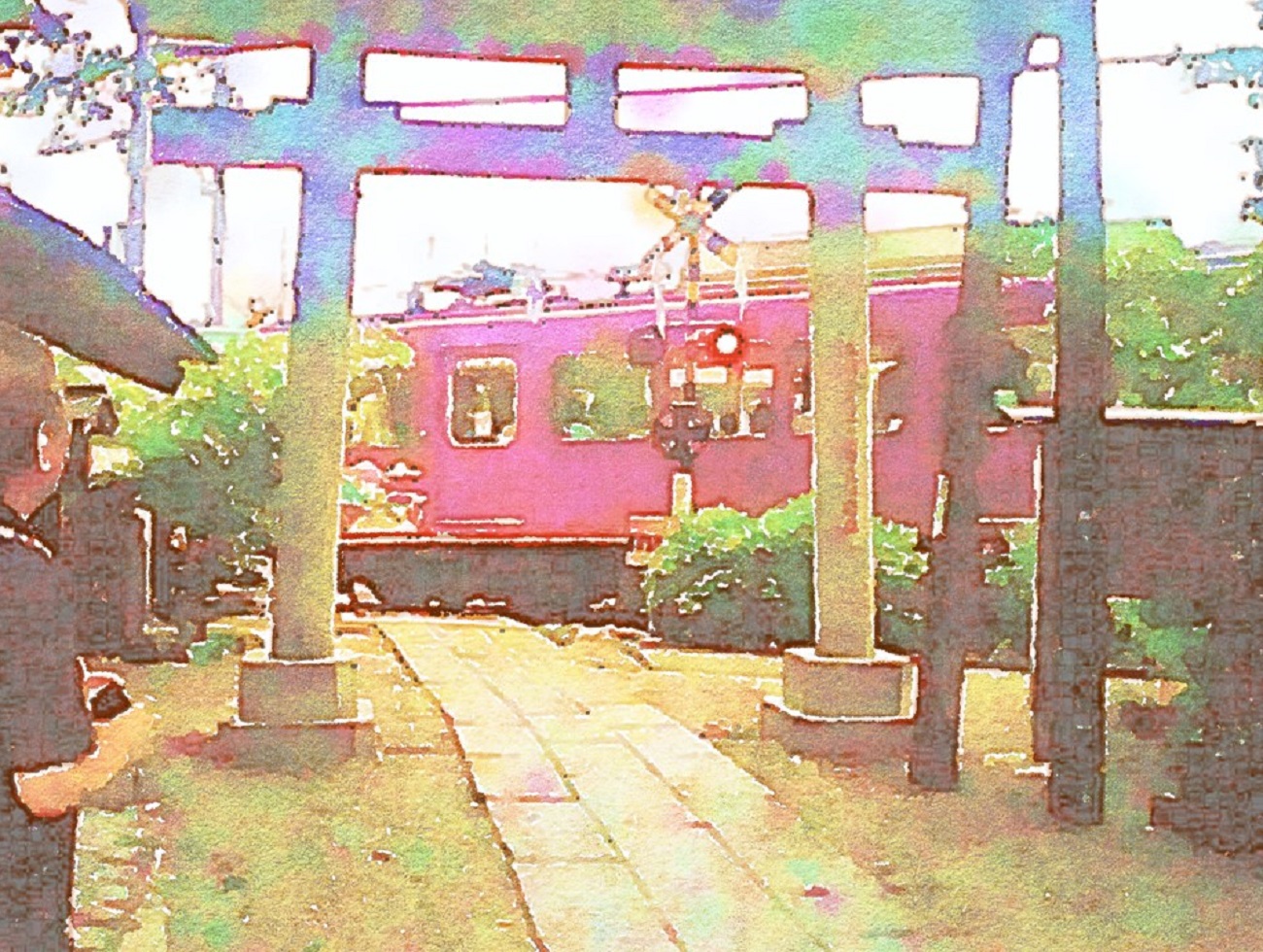 作品例 ⛩️神様の通り道⛩️ 旅行先で撮った珍しい風景を水彩画アートで残しませんか?