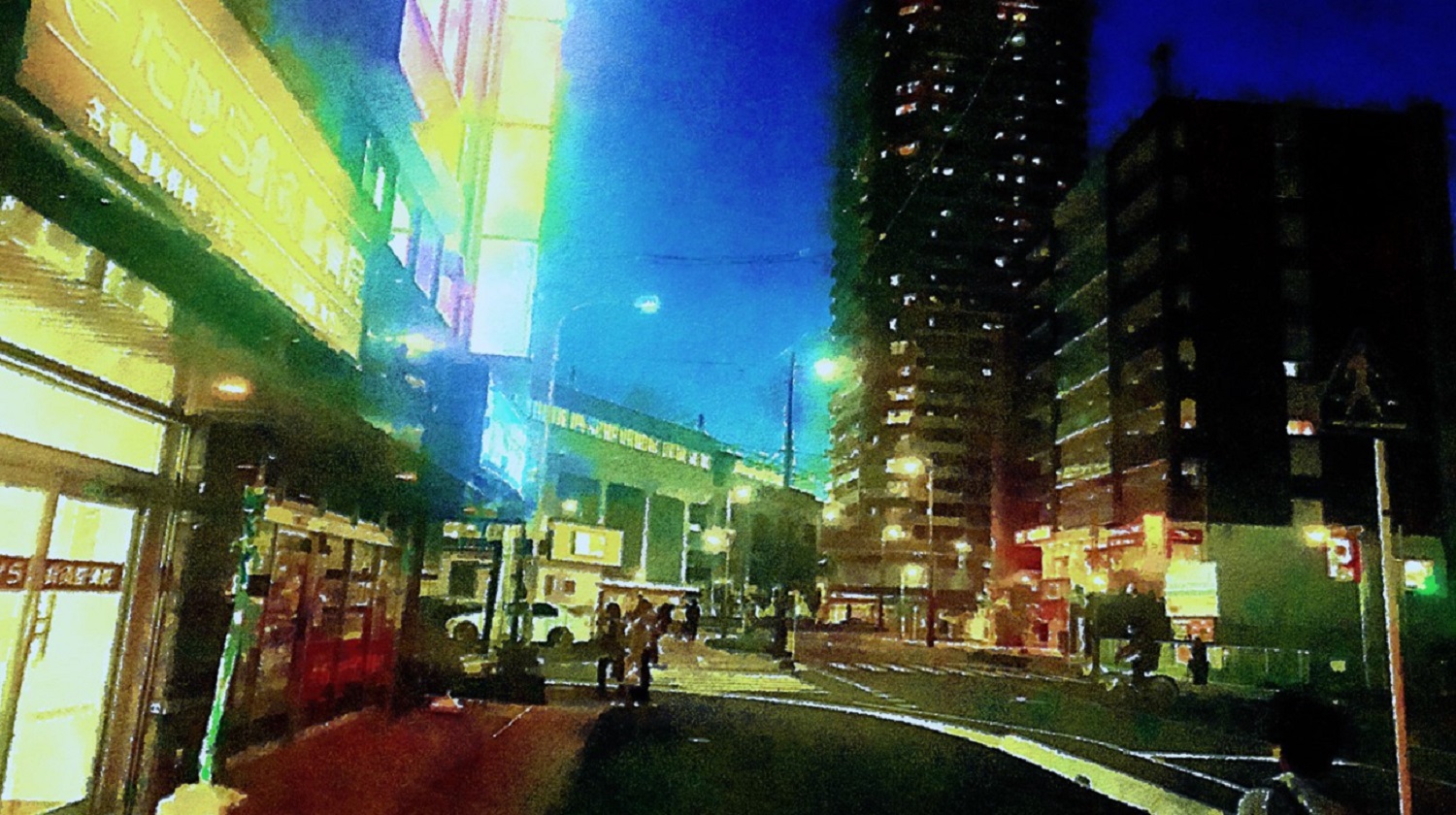 作品例　🌚新月の夜🌚　あなたの撮った街中の風景を水彩アートにしてみませんか？