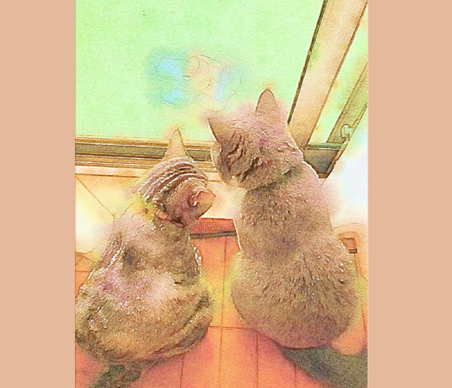 作品例 🐈母さん、あれなあに?🐈 お友だちの誕生日プレゼントに水彩画はいかがですか?
