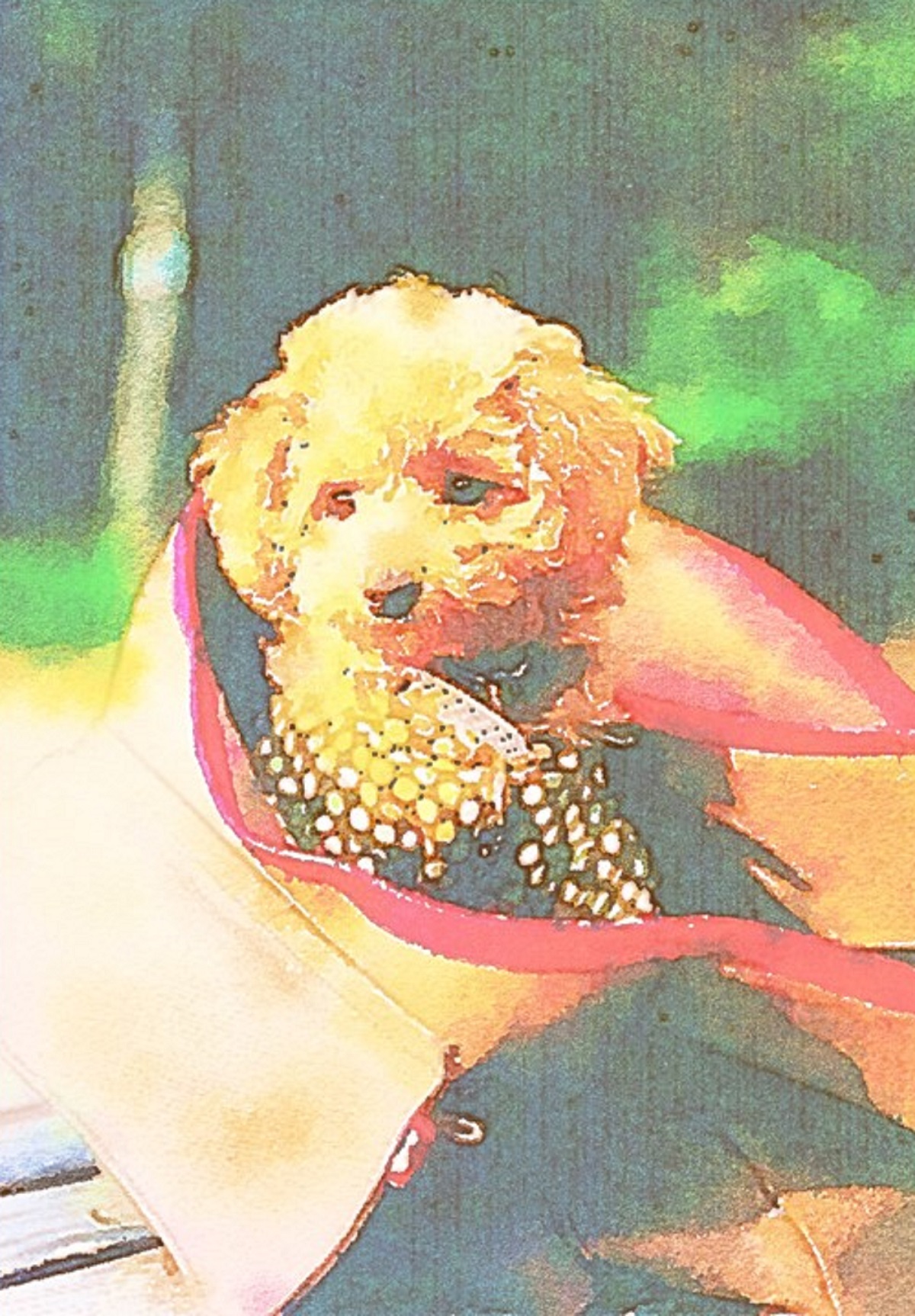 作品例　🐕19年目の夏🐕　　ワンちゃんとの想い出の写真を水彩画にして残しませんか？