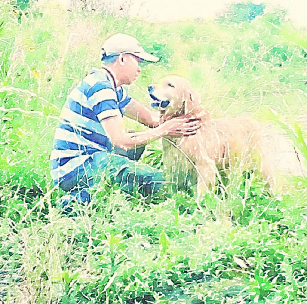 作品例　🐕ボール流れちゃった🐕 　ペットちゃんのご遺影を水彩画で残しませんか？
