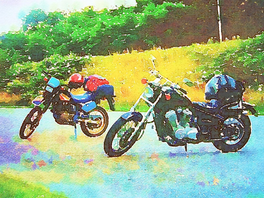 作品例 🏍オフロードとアメリカン🏍 あなたの愛車との想い出を水彩画アートとして残しませんか?