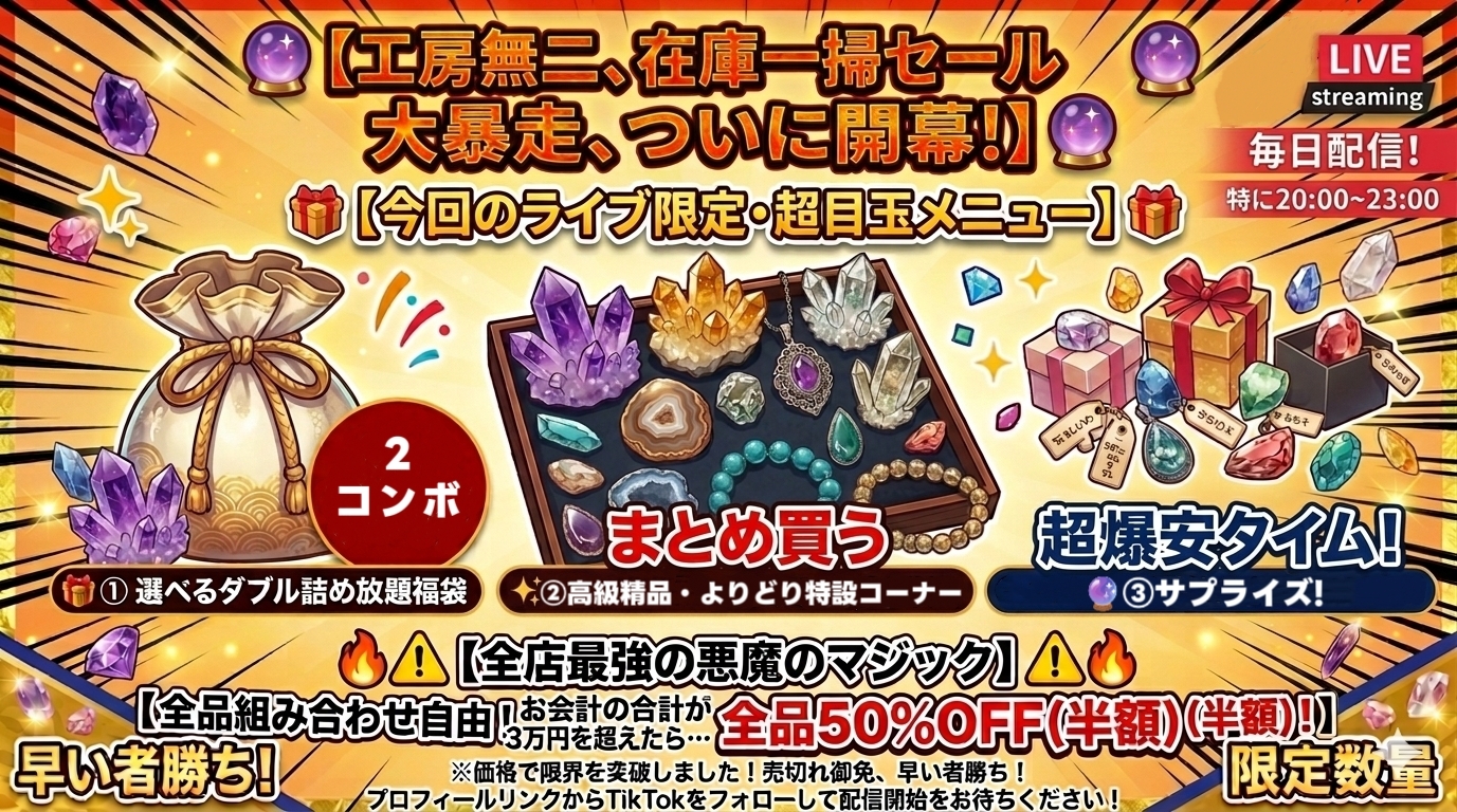 「在庫一掃セール大暴走ライブ」をスタート