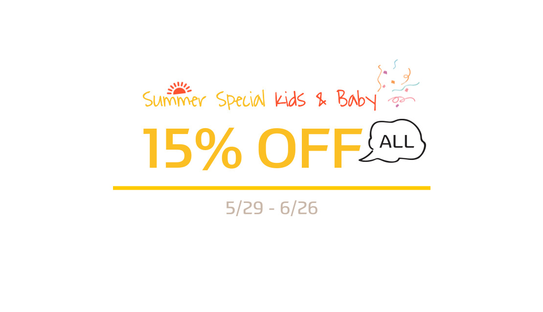 キッズ＆ベビー用品すべて15%OFF！新規お取り寄せ商品を大公開！サマースペシャルイベントを実施！