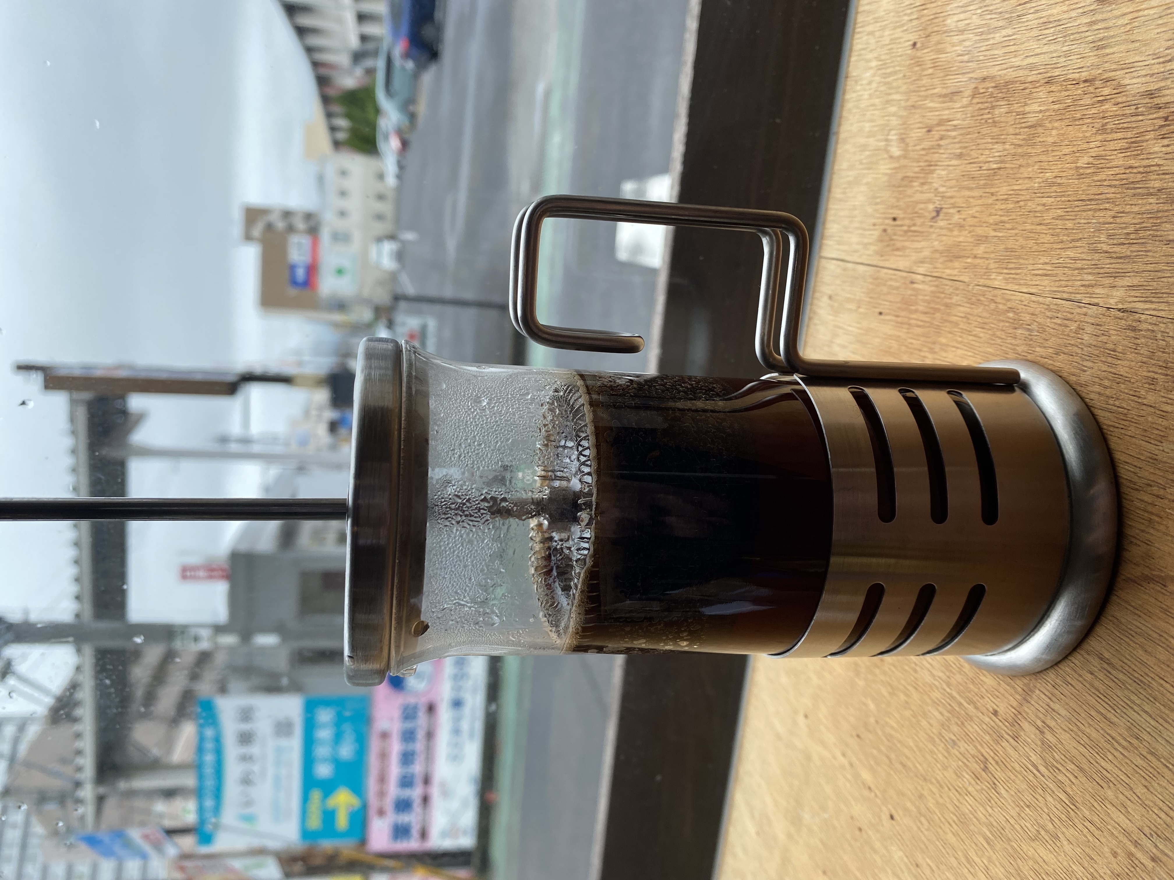 当店のこだわり：フレンチプレスで淹れる一杯☕