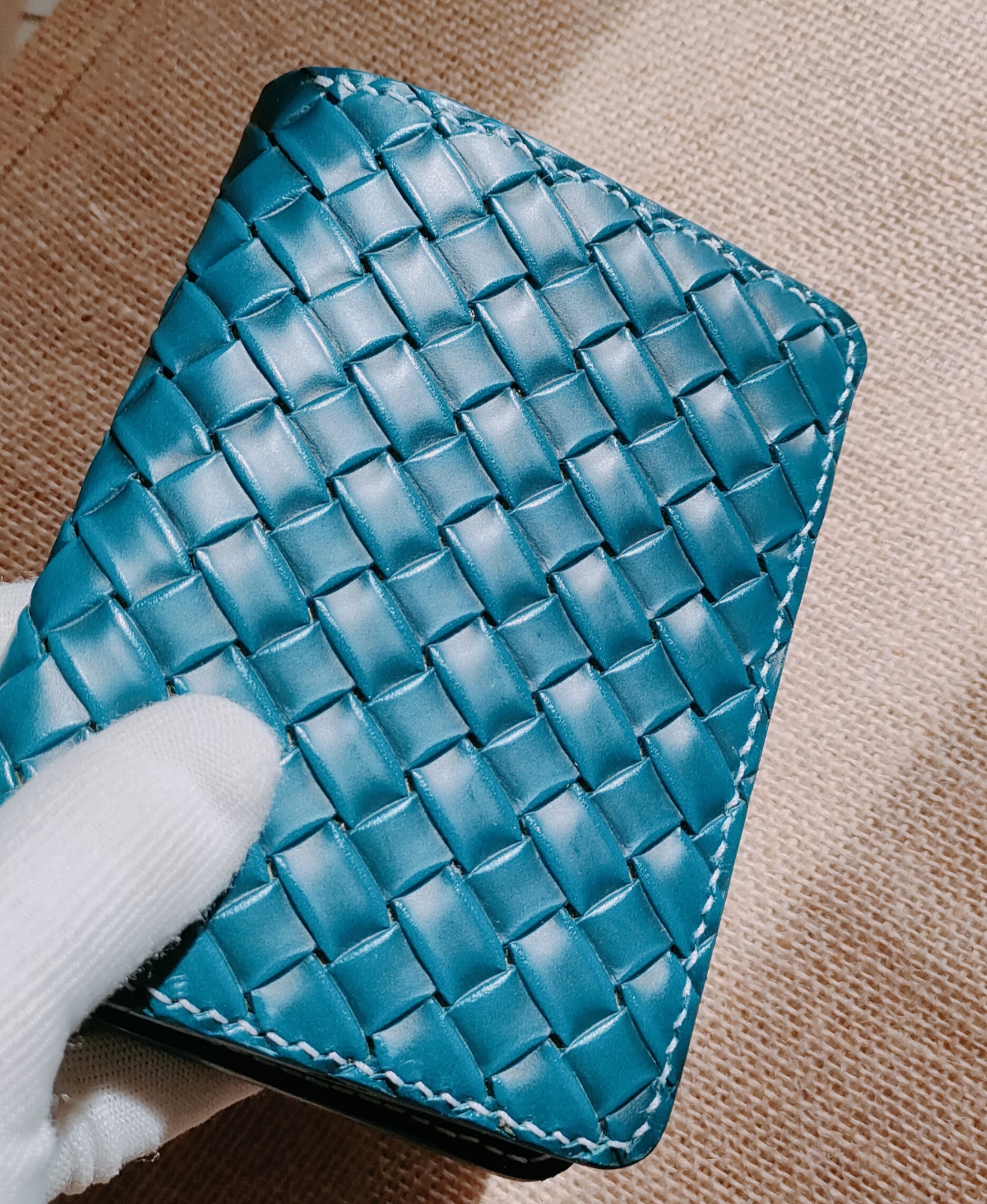ルガト スリムウォレット【琉球ブルー】【Cross Mesh】を製作しました。