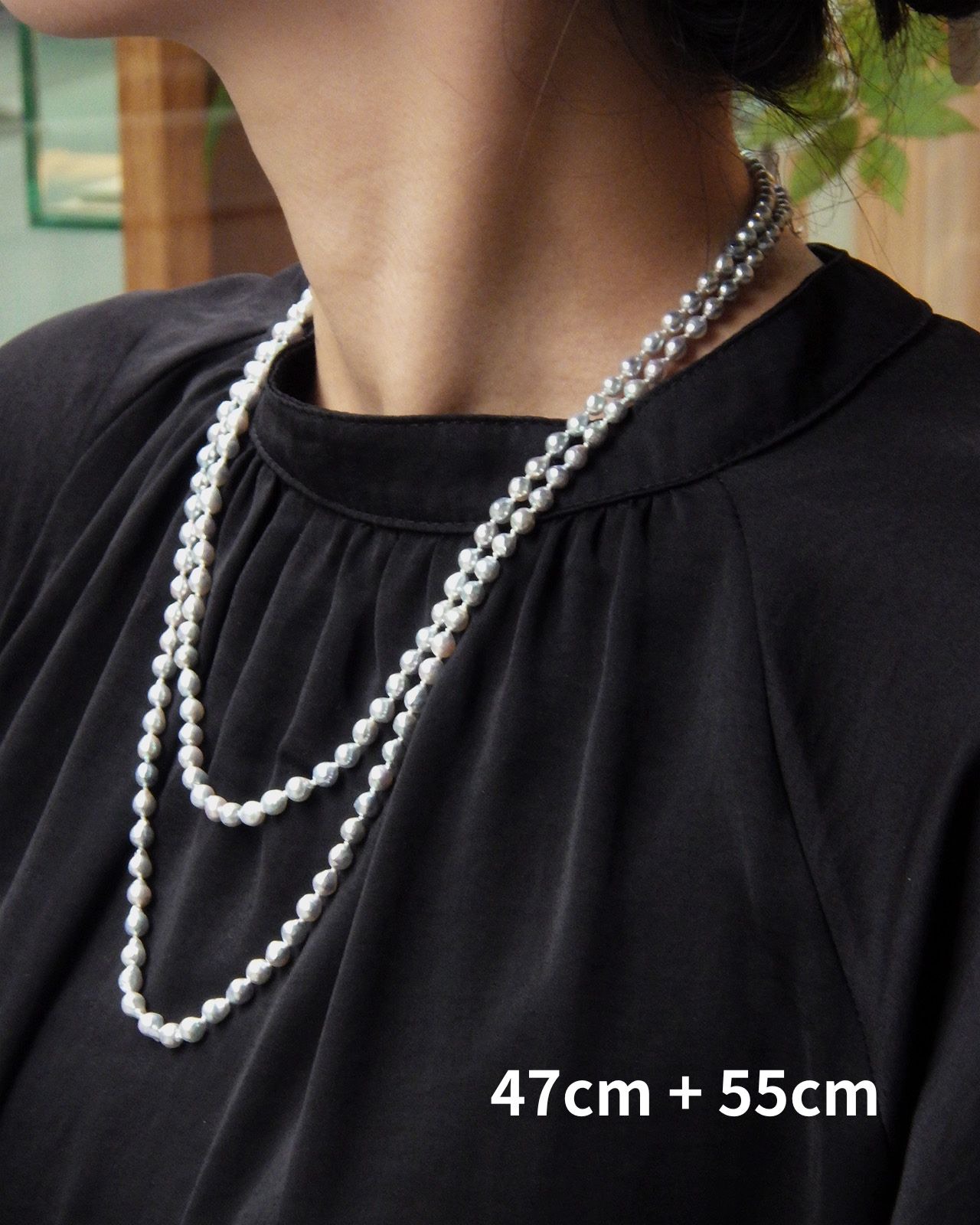 アコヤ真珠ベビーパールバロックネックレス・ナチュラルシルバーブルー 55cmを追加しました