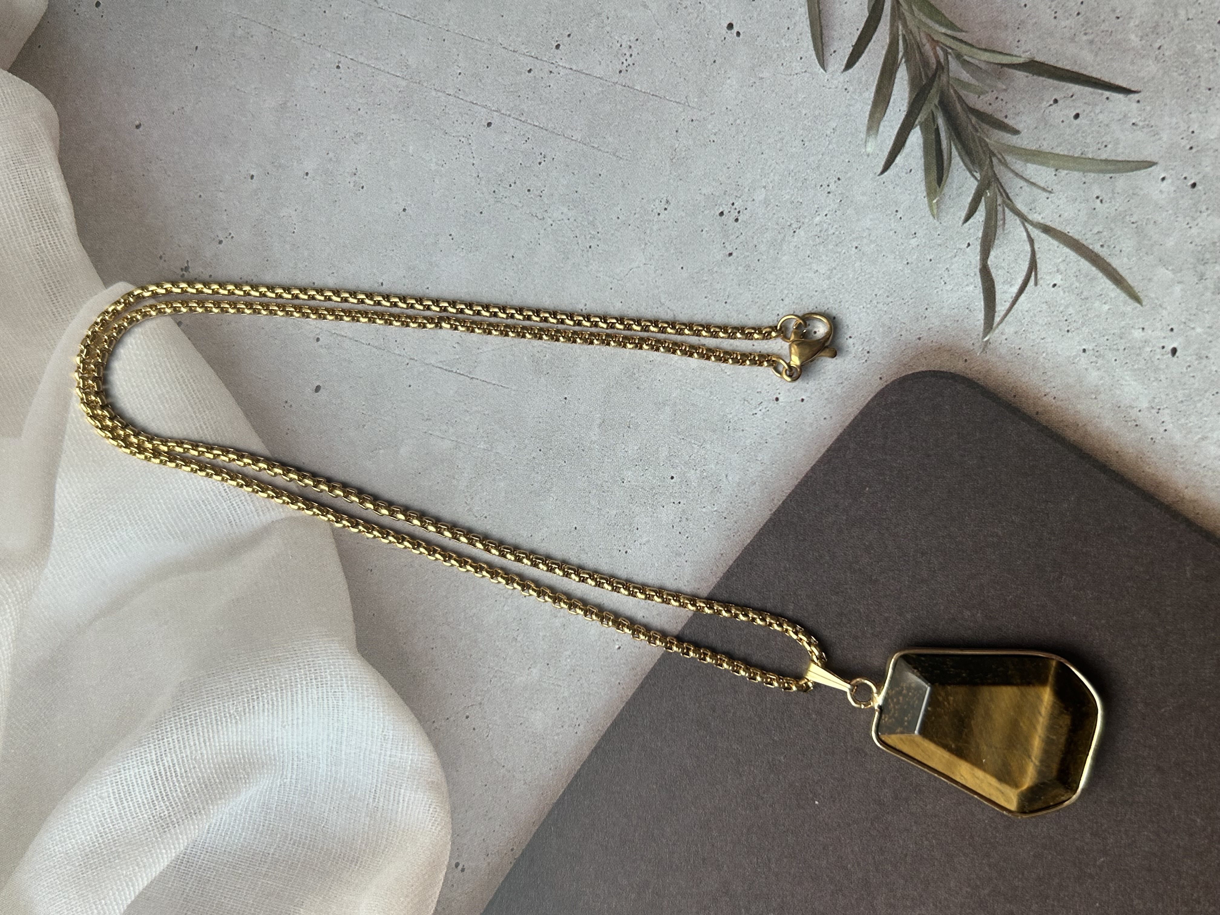 訳ありタイガーアイSUS304ネックレス