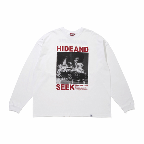 HIDEANDSEEK 26AW Burn L/S TEE(WHITE×RED)発売開始