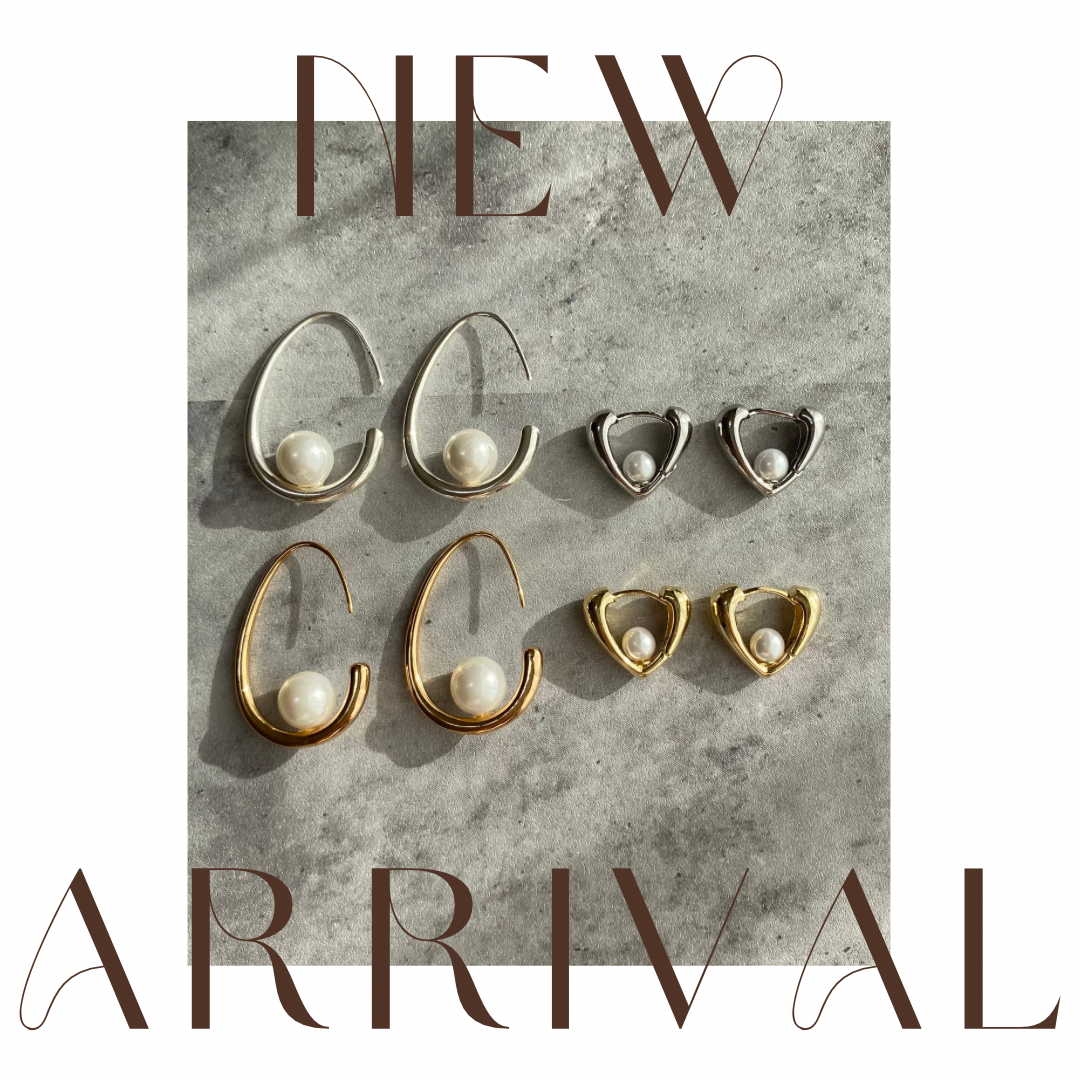 new arrival パールフープピアス２種