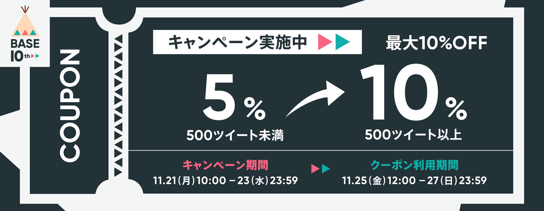 BASE１０周年記念クーポンが発行されます！