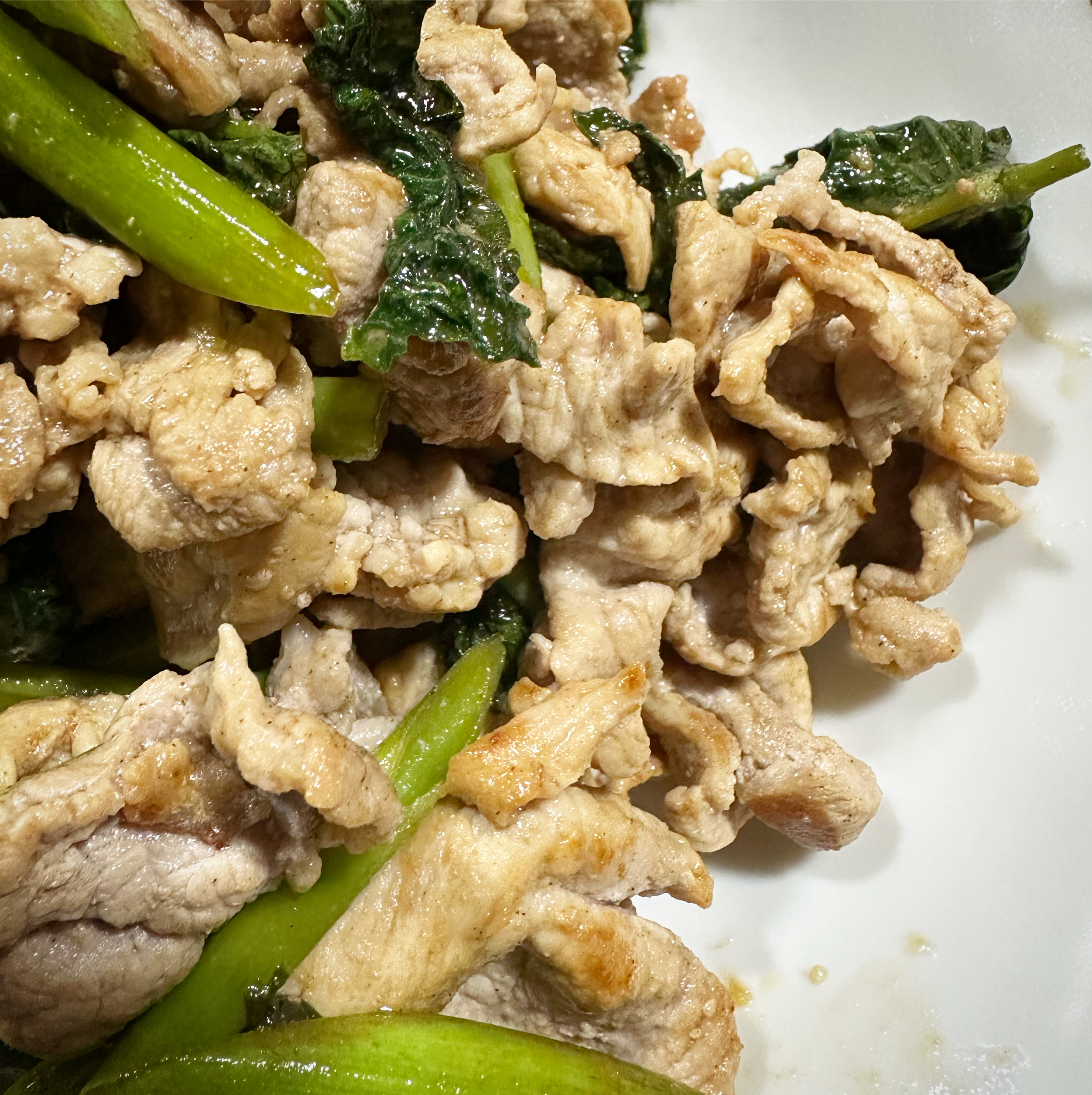 空心菜と豚肉炒め