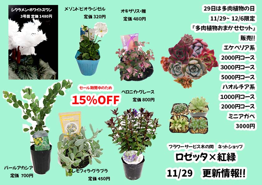 11/29商品ラインナップ更新