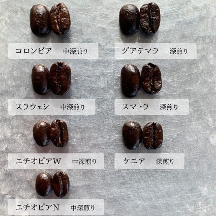 販売中のコーヒー豆の特徴一覧